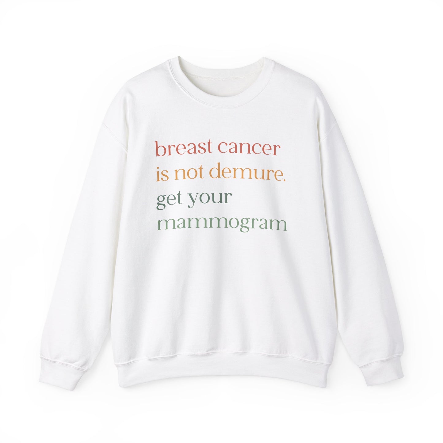 Breast Cancer is not Demure. Get Your Mammogram Sweatshirt, Breast Cancer Awareness