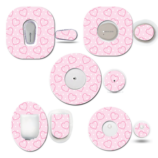 Pretty Pink Hearts Continuous Glucose Monitor (CGM) Set