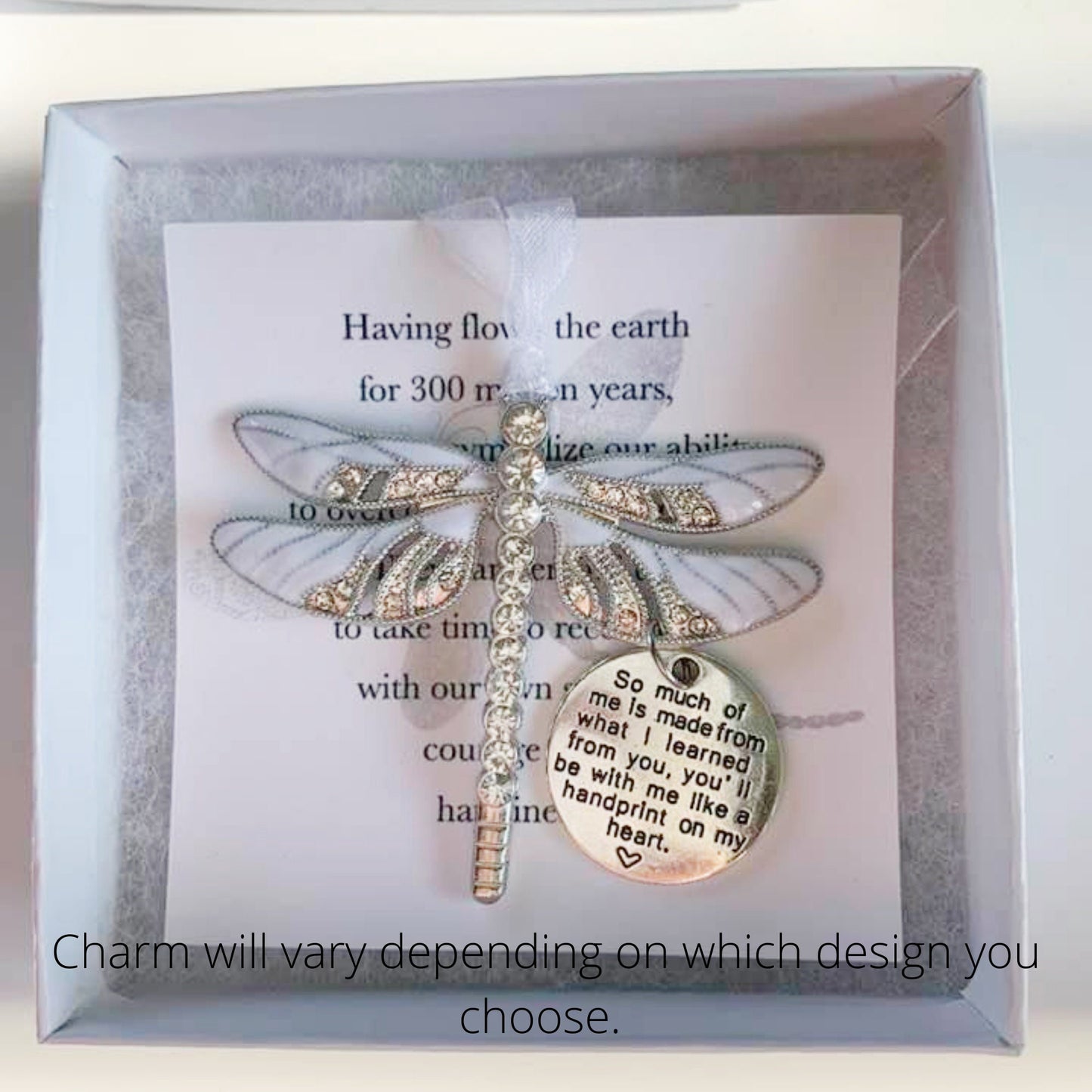 Zebra Black and White Dragonfly and Baby Keepsake Pendant