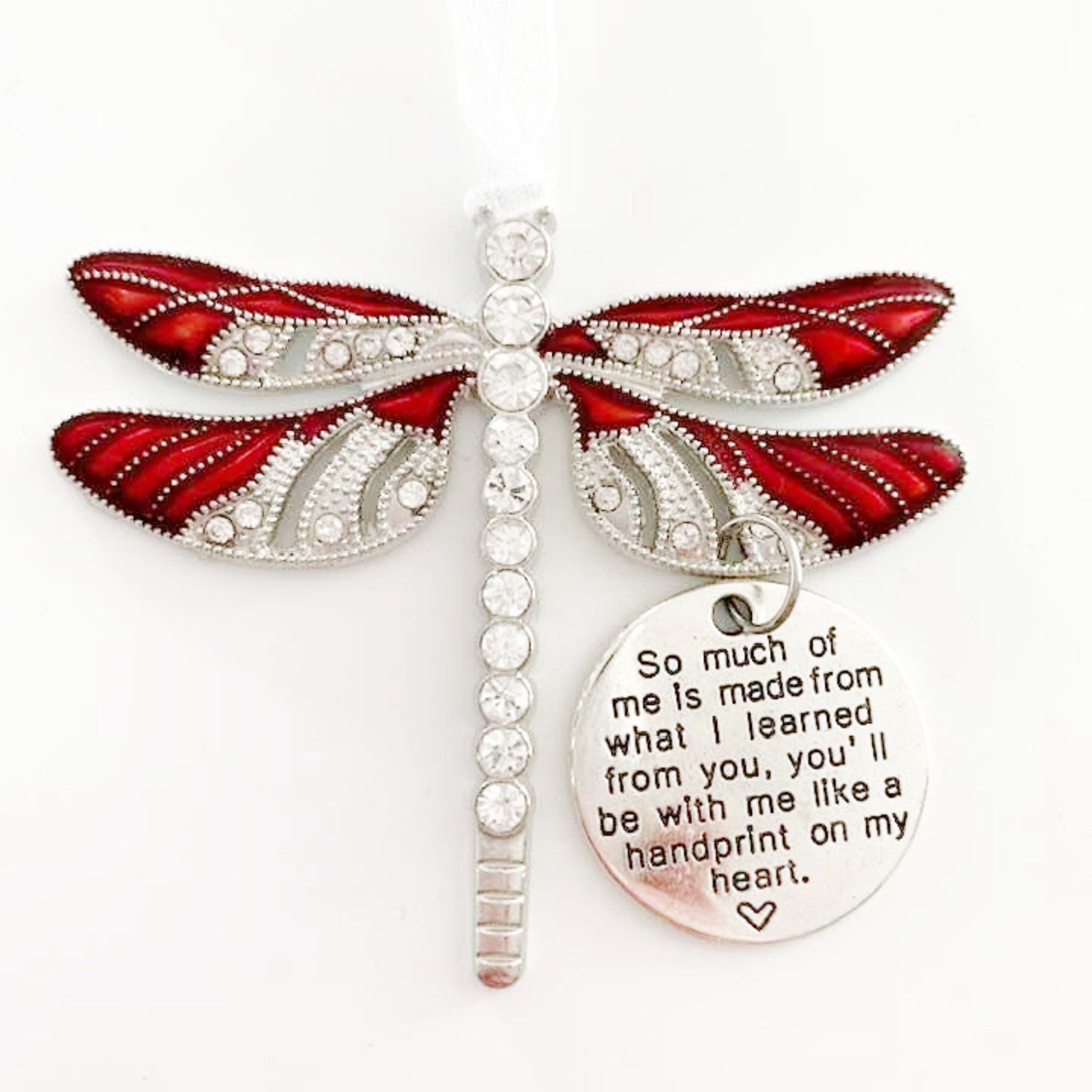 Dragonfly Memorial Ornament - Red Rear View Mirror Accessory