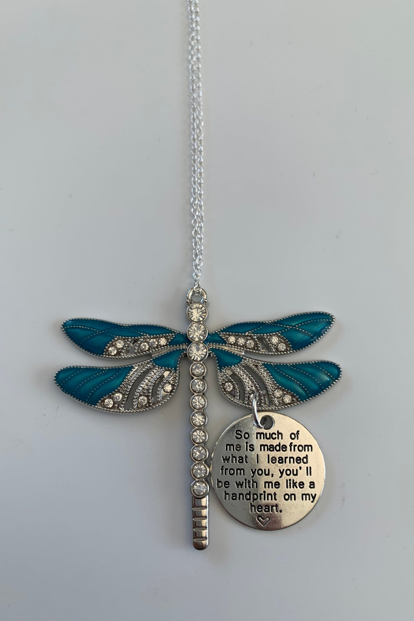 Teal Dragonfly Awareness Pendant