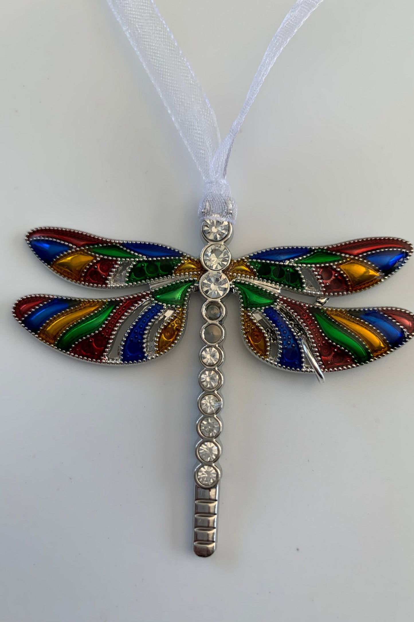 Rainbow Dragonfly Awareness Pendant, Strong is Beautiful