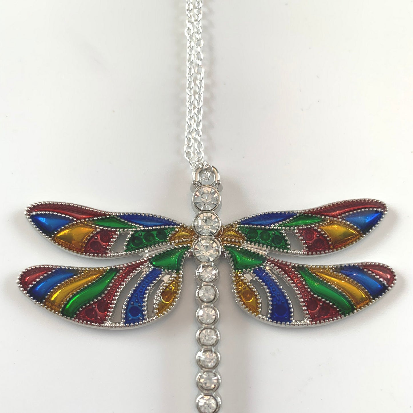 Rainbow Dragonfly Memorial Pendant