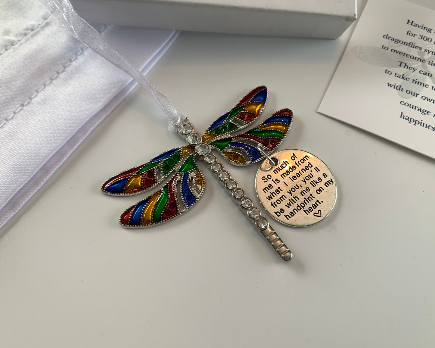 Rainbow Dragonfly Memorial Pendant