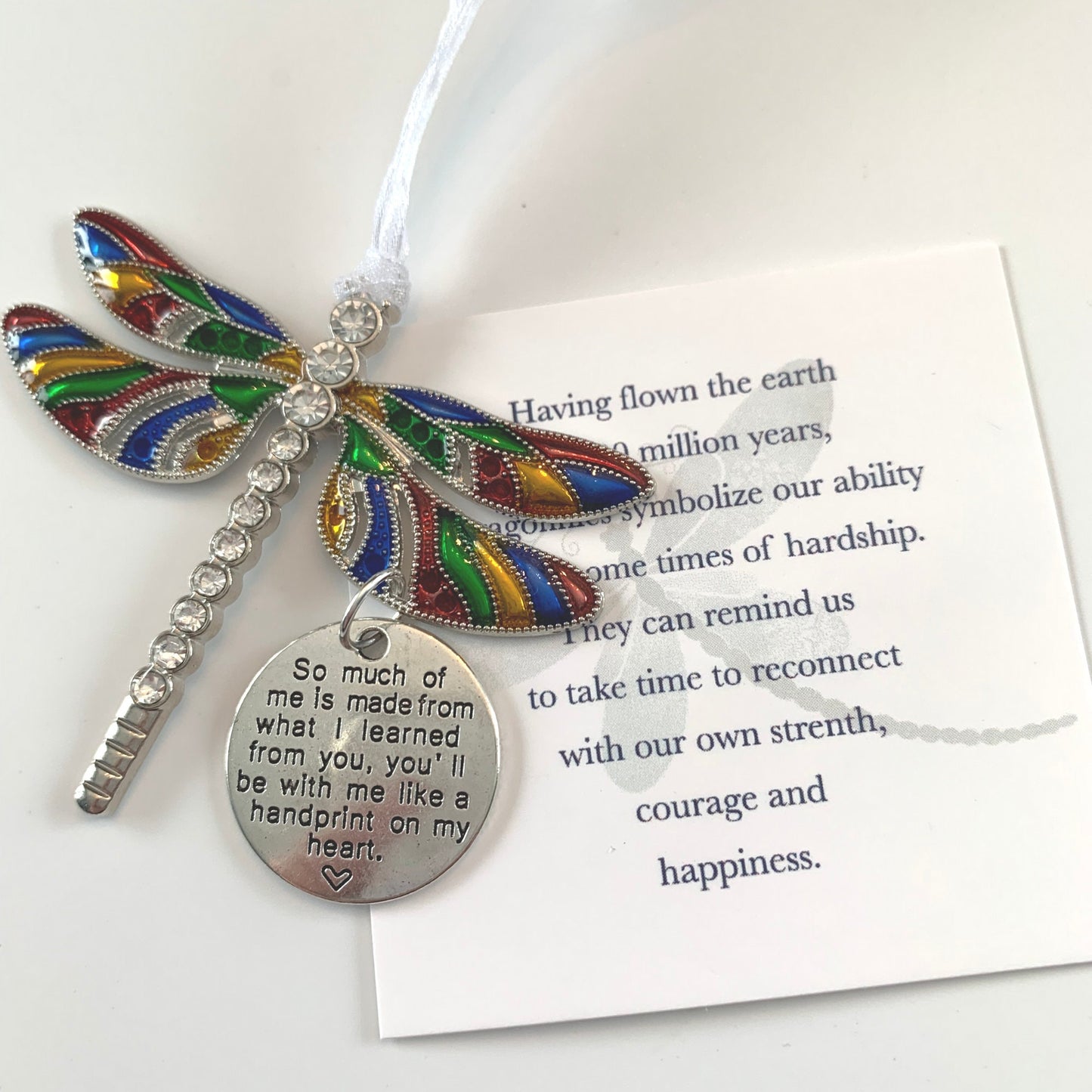 Rainbow Dragonfly Memorial Pendant