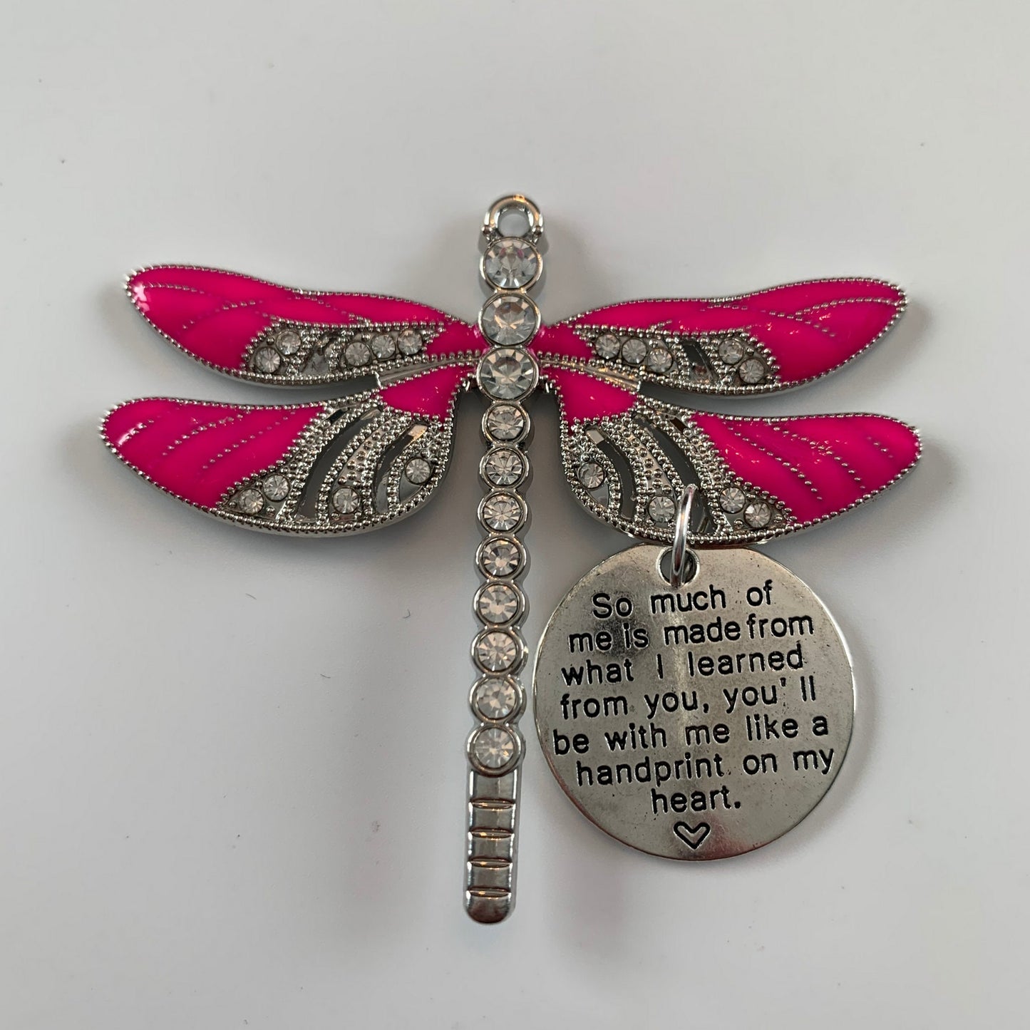 Pink Dragonfly Love Heart, Breast Cancer Keychain, Rear View Mirror Accessory, Warrior Gift,