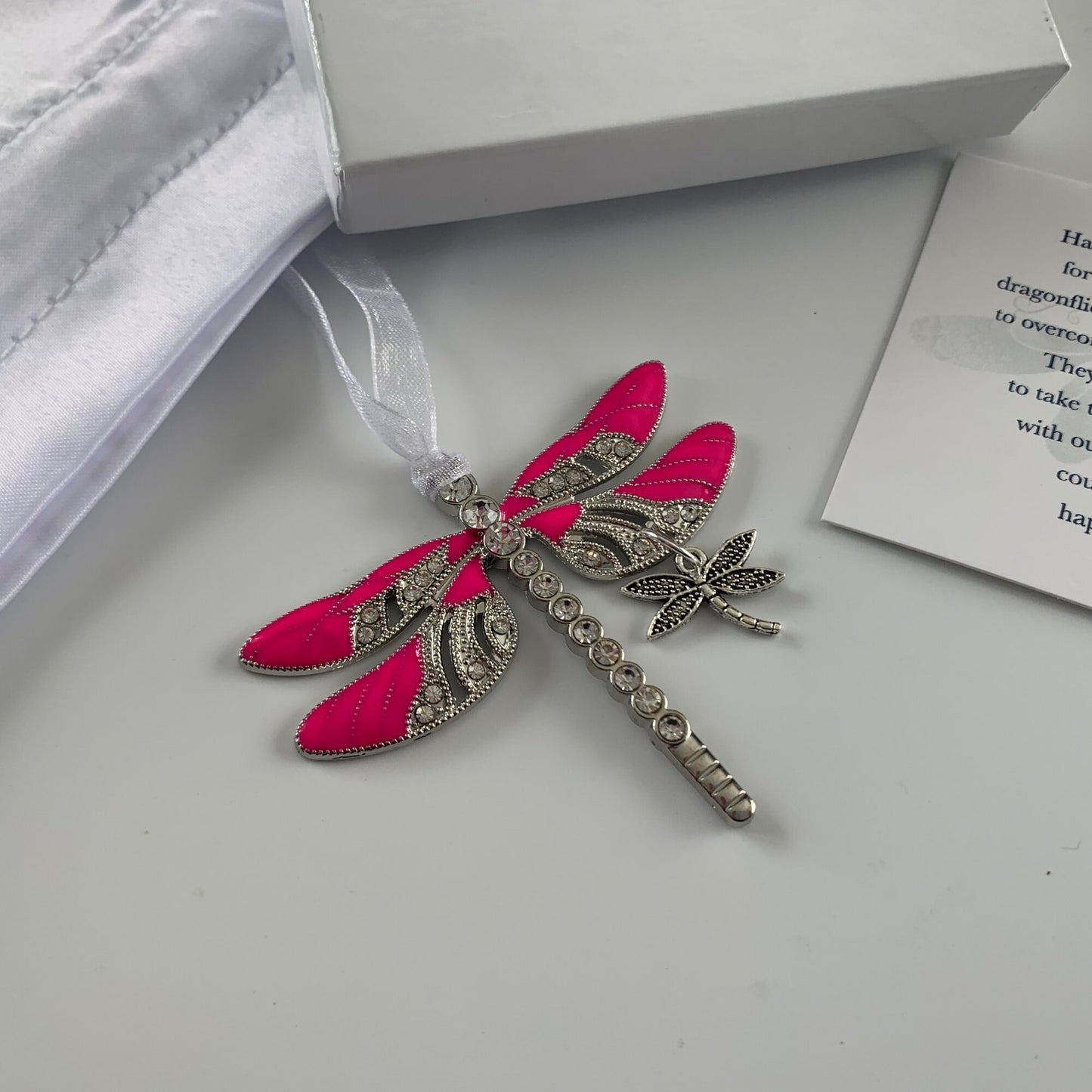 Pink Dragonfly and Baby, Breast Cancer Keychain, Rear View Mirror Accessory, Warrior Gift,