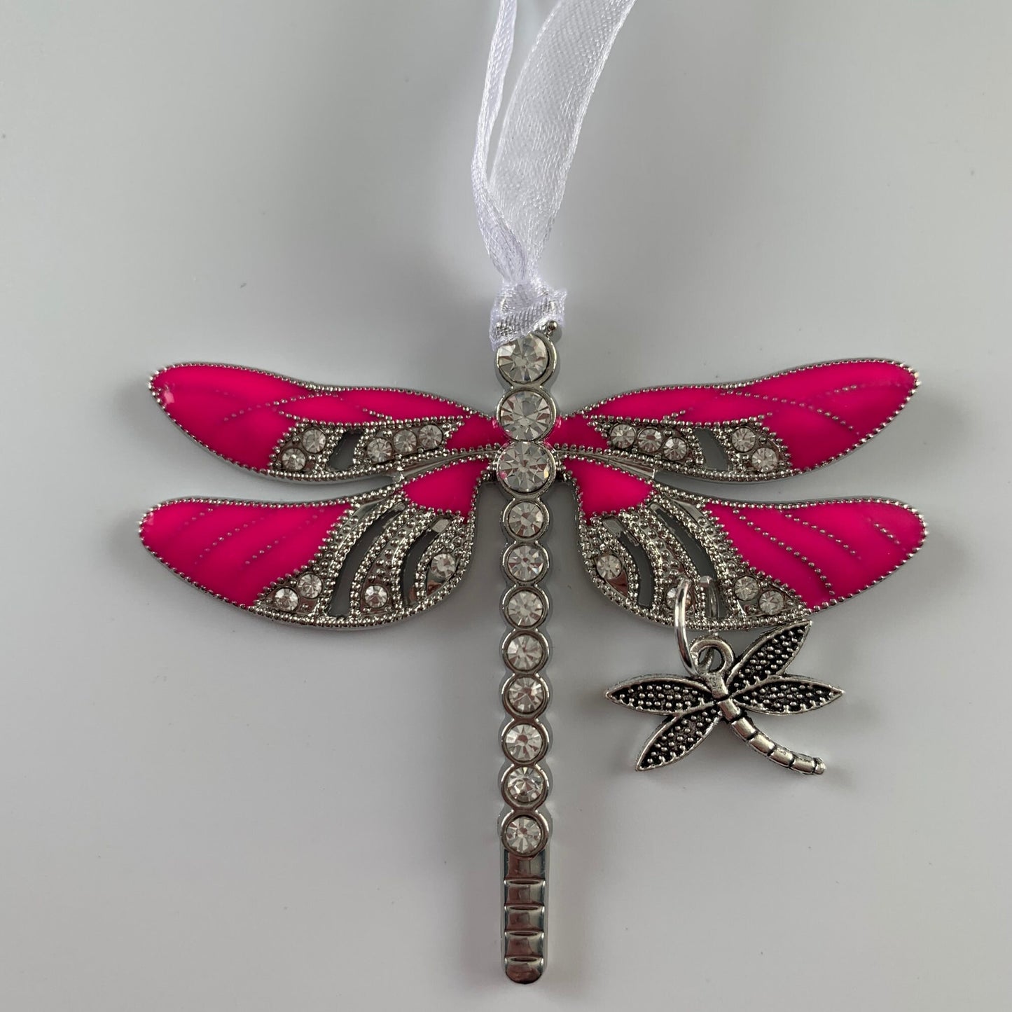 Pink Dragonfly and Baby, Breast Cancer Keychain, Rear View Mirror Accessory, Warrior Gift,