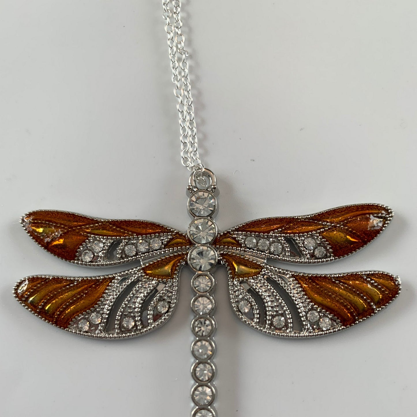 Copper Dragonfly Heart Keepsake Pendant