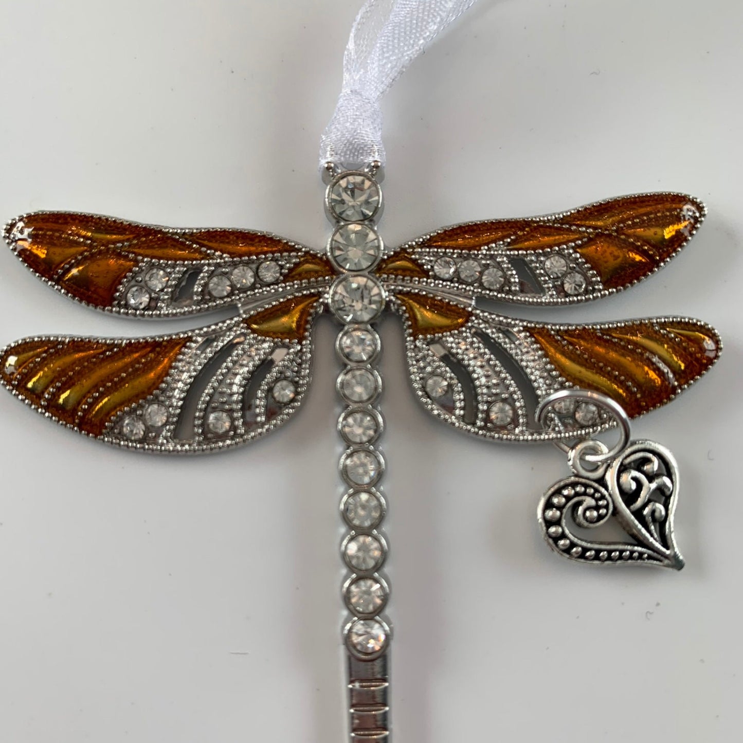 Copper Dragonfly Heart Keepsake Pendant