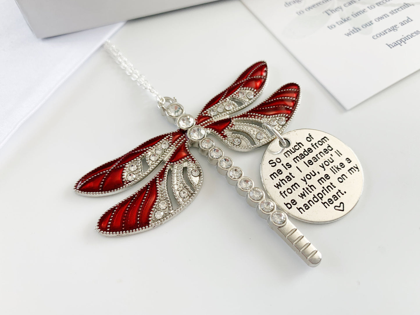 Dragonfly Memorial Ornament - Red Rear View Mirror Accessory