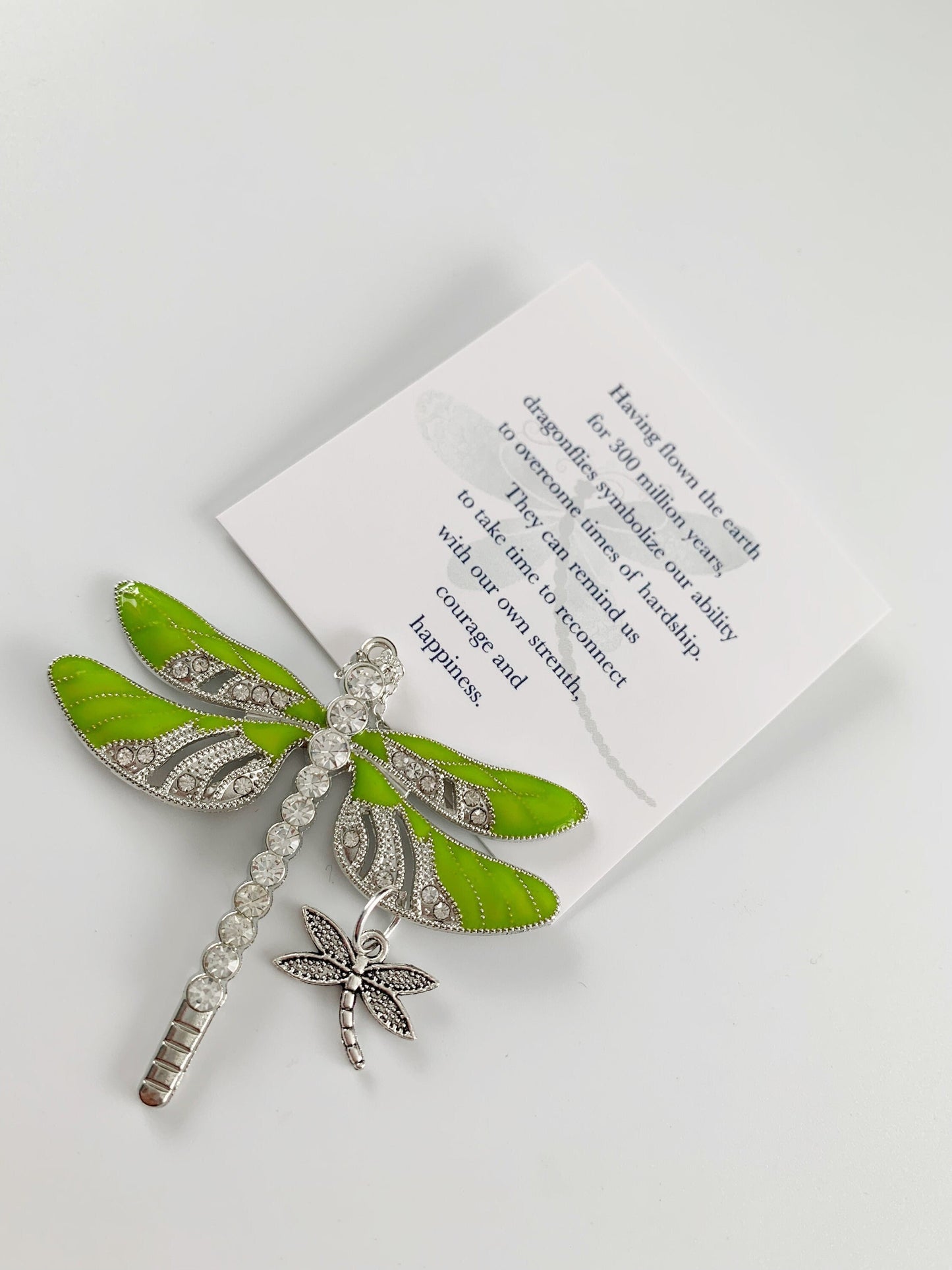 Lime  Dragonfly and Baby Keepsake Pendant