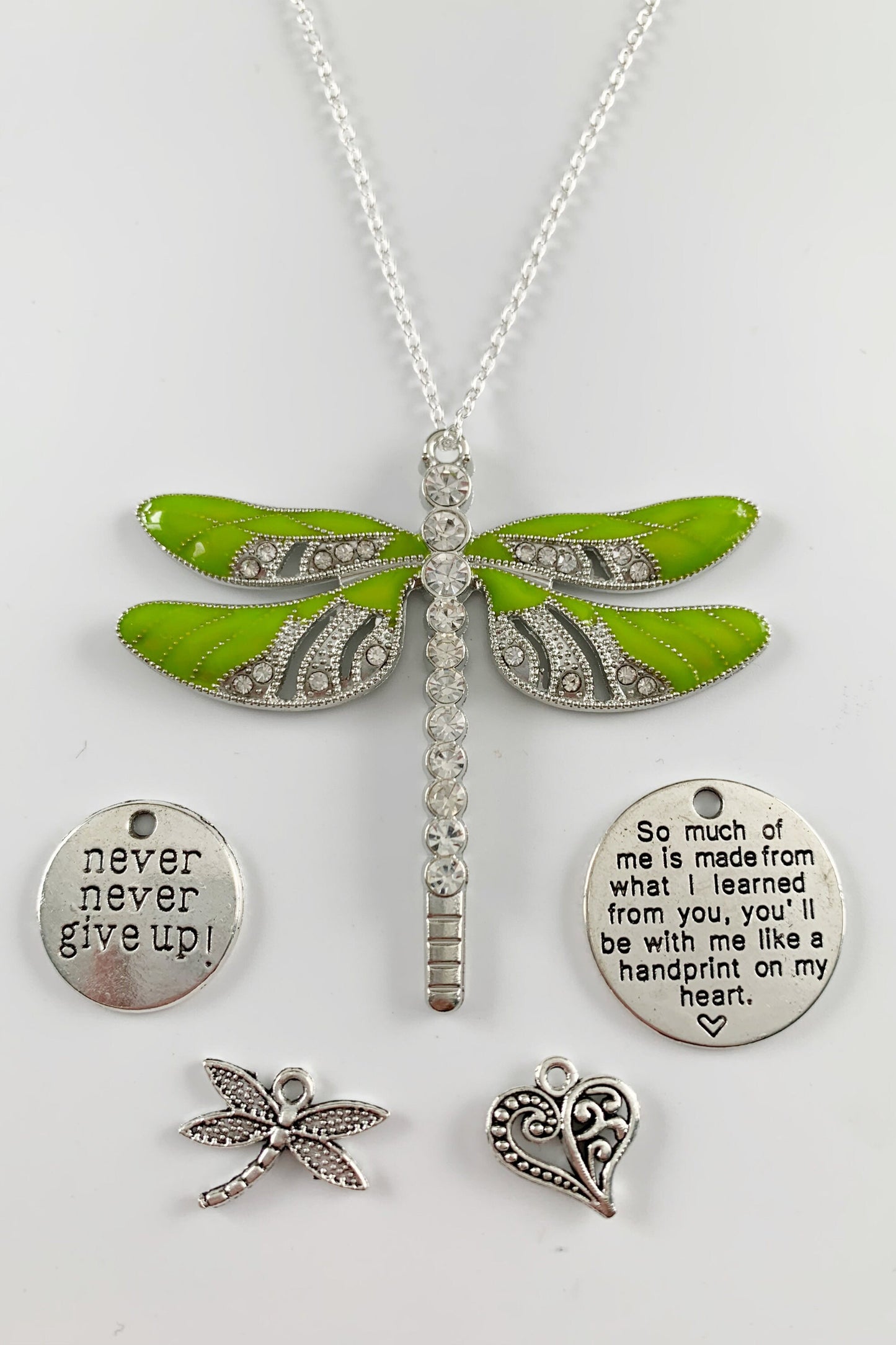 Lime  Dragonfly and Baby Keepsake Pendant