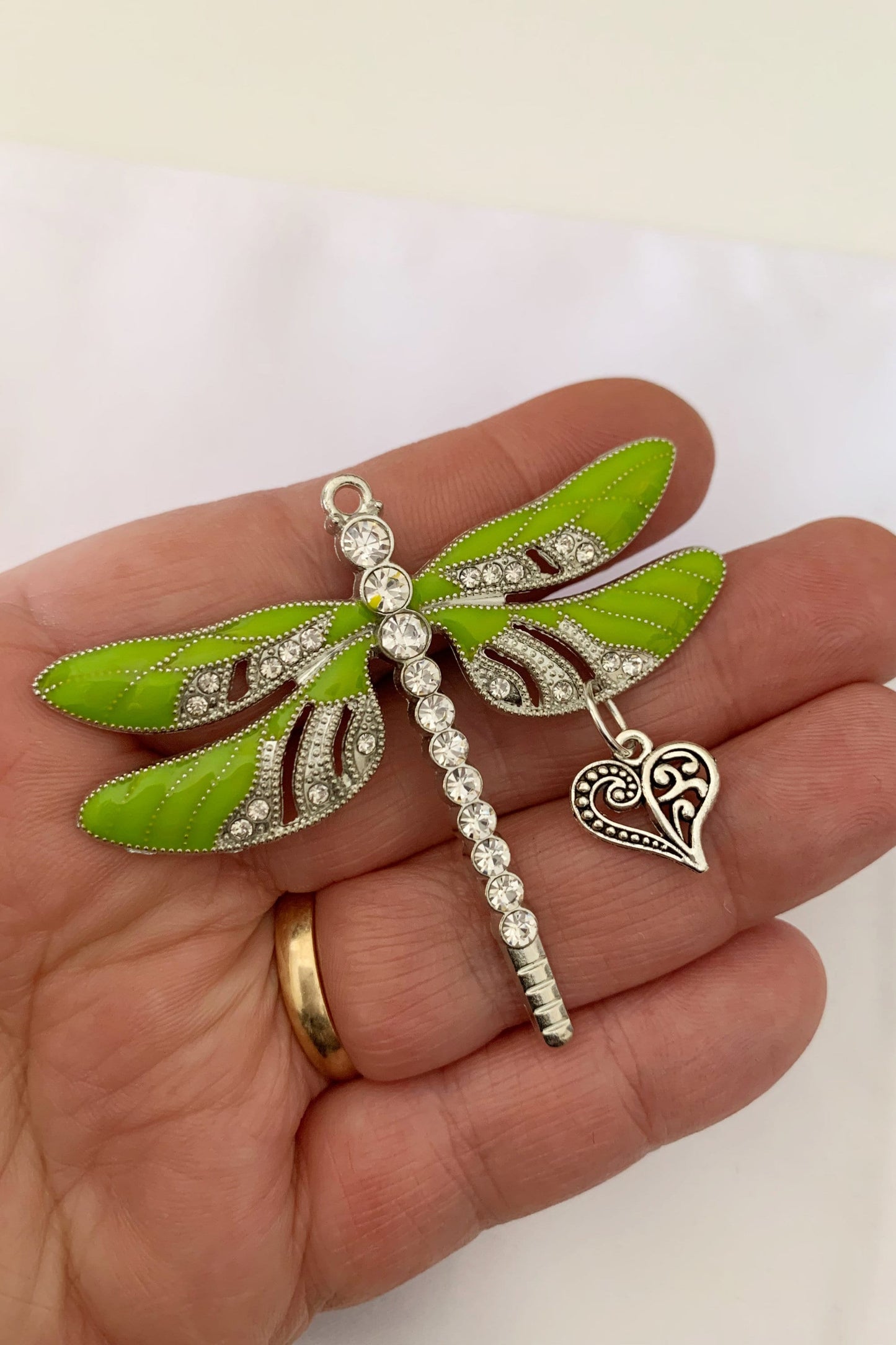 Dragonfly Heart Charm Ornament