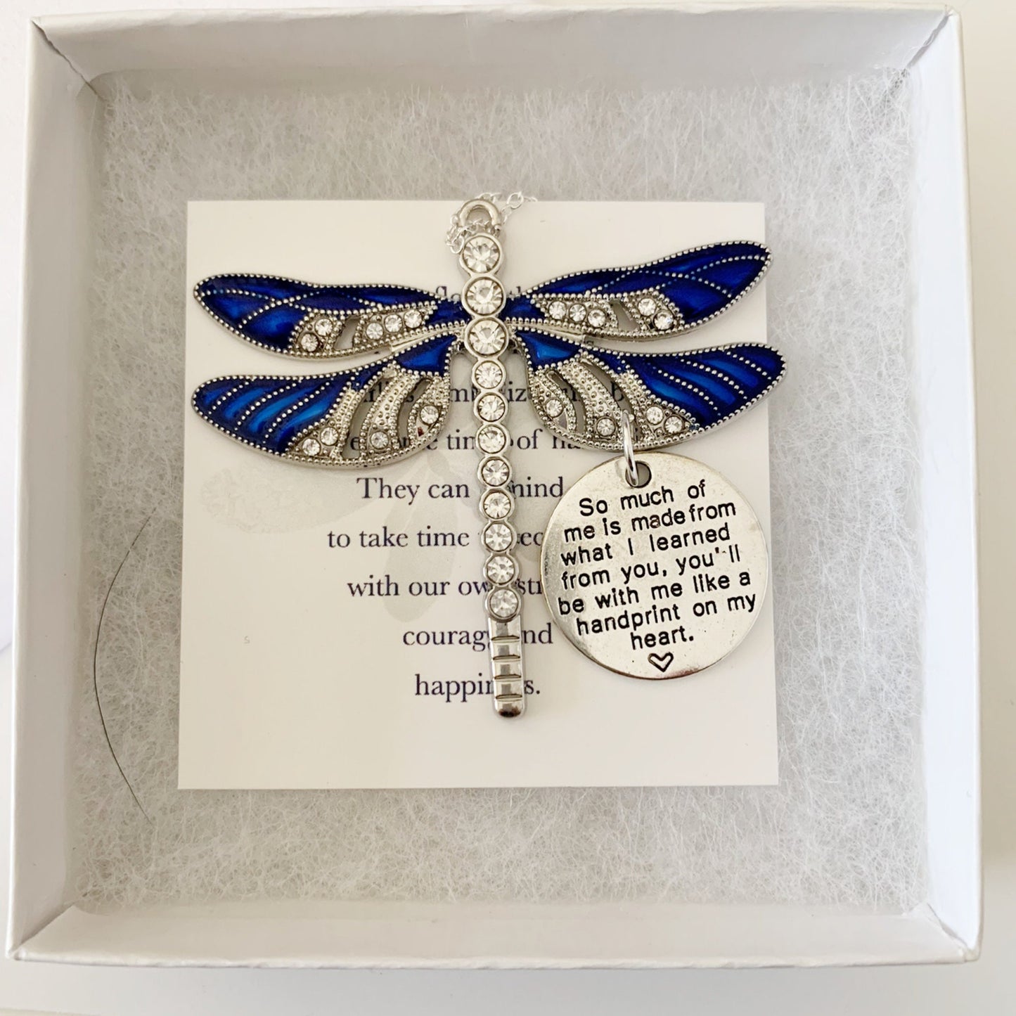 Blue Dragonfly Memorial Ornament - Blue Rear View Mirror Accessory