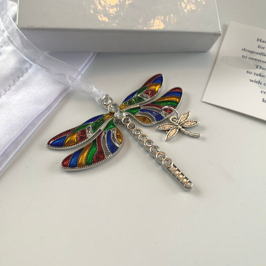 Rainbow Dragonfly and Baby Keepsake Pendant, Mama and Baby Mother's Day Gift