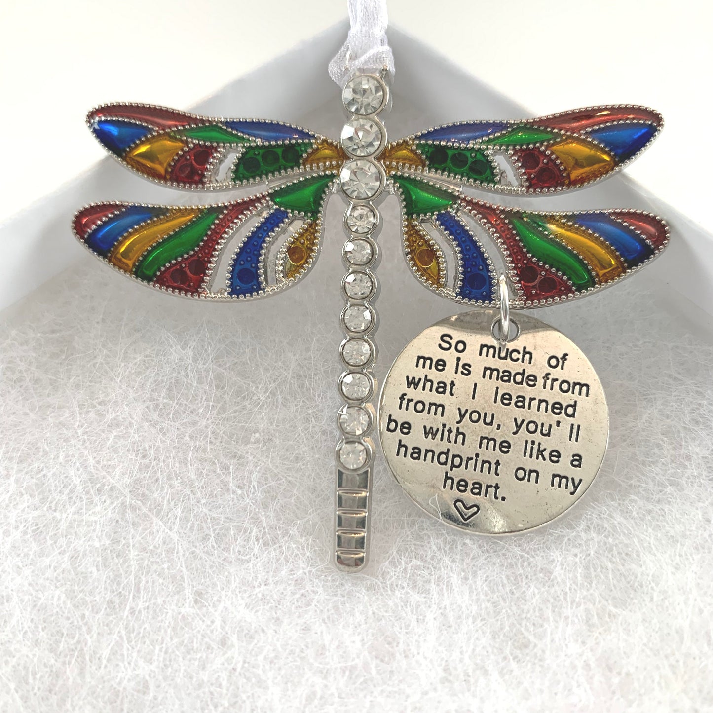 Rainbow Dragonfly Memorial Pendant