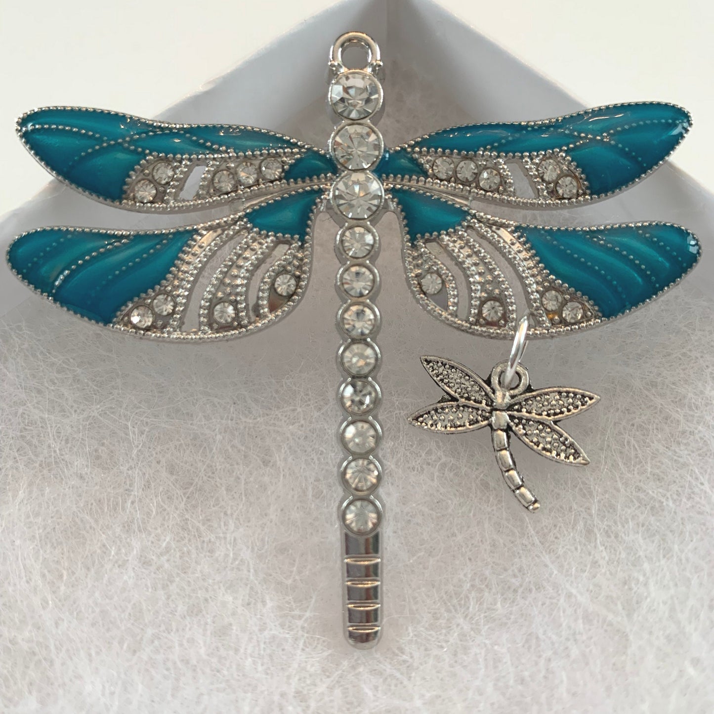 Teal  Dragonfly and Baby Keepsake Pendant