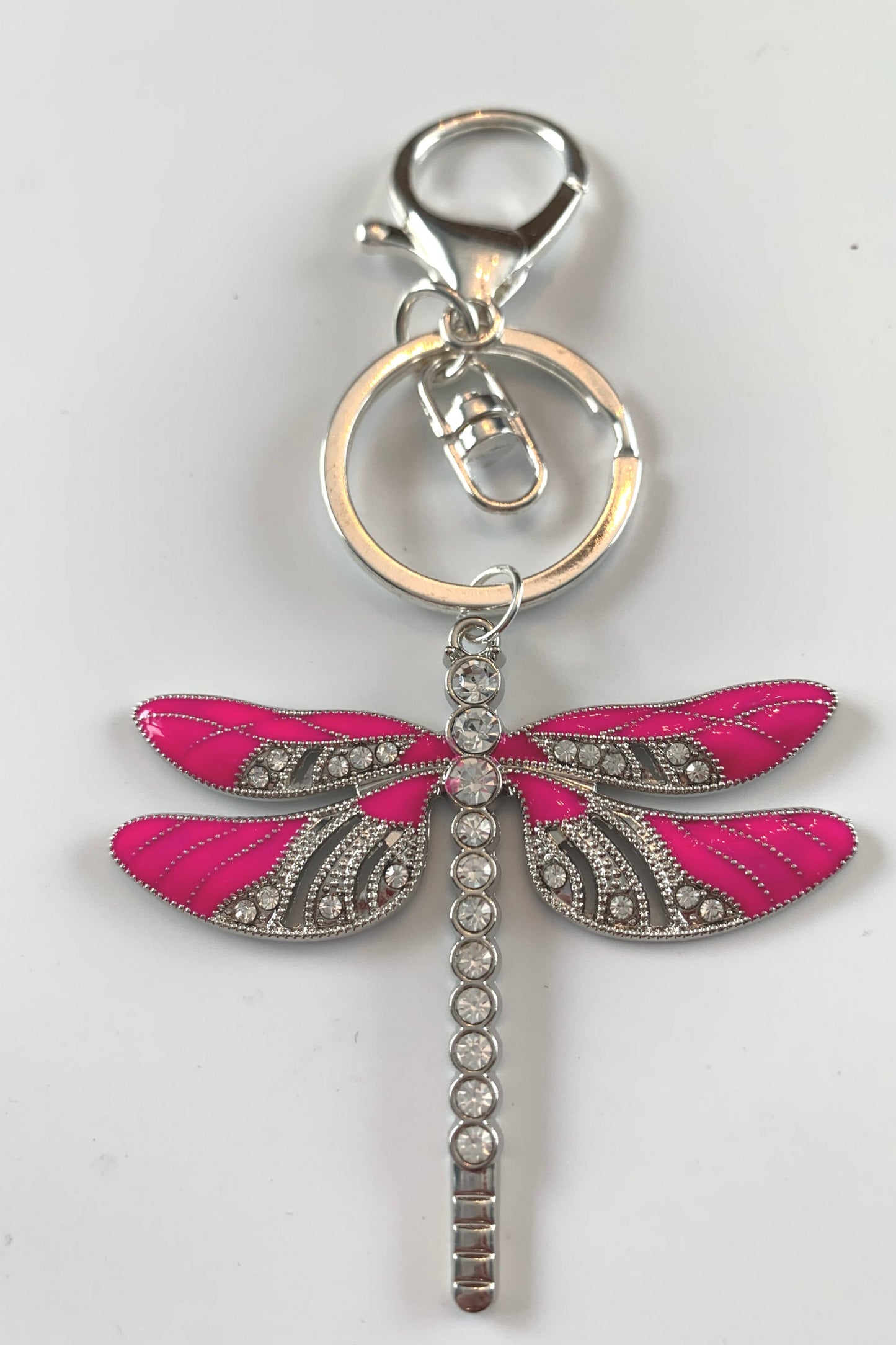 Pink Dragonfly Love Heart, Breast Cancer Keychain, Rear View Mirror Accessory, Warrior Gift,