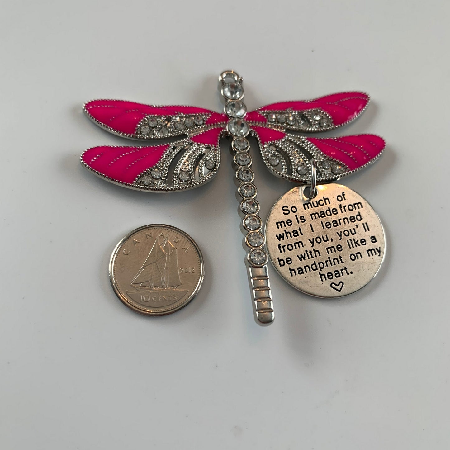 Pink Dragonfly Love Heart, Breast Cancer Keychain, Rear View Mirror Accessory, Warrior Gift,