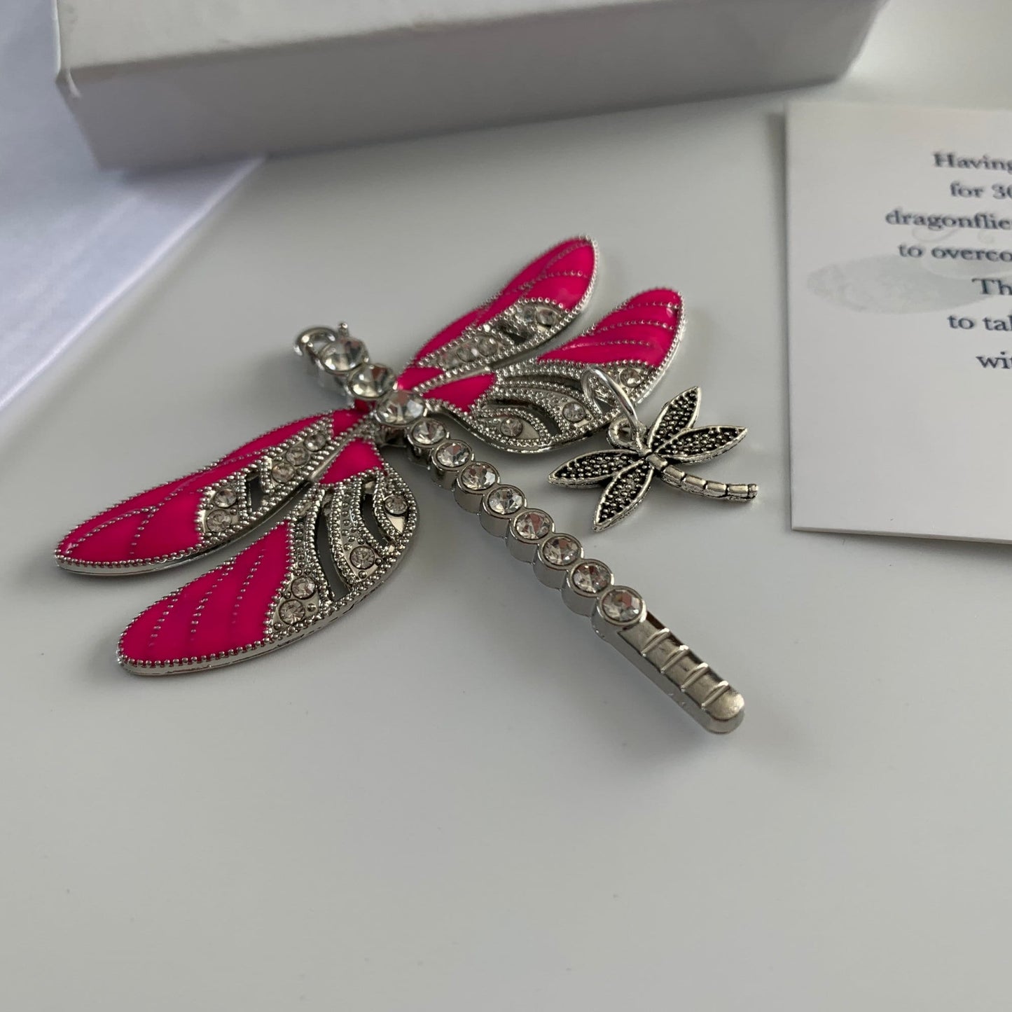 Pink Dragonfly and Baby, Breast Cancer Keychain, Rear View Mirror Accessory, Warrior Gift,