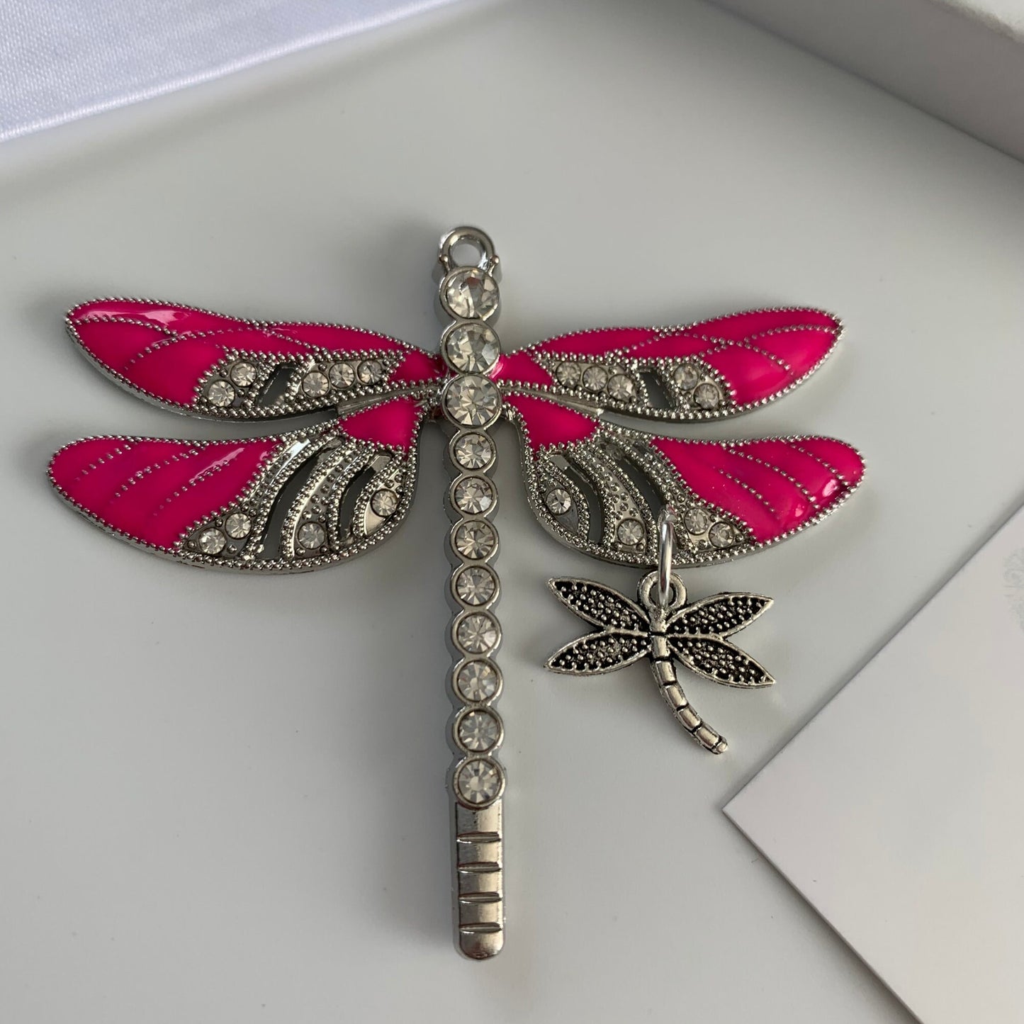 Pink Dragonfly and Baby, Breast Cancer Keychain, Rear View Mirror Accessory, Warrior Gift,