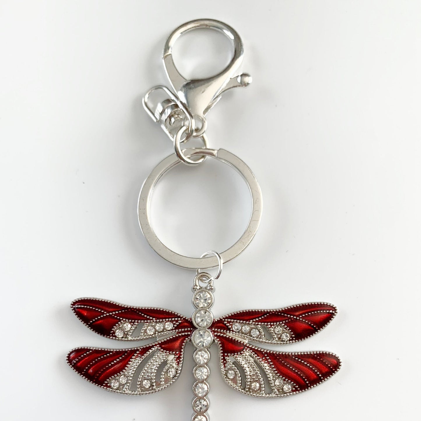 Dragonfly Heart Charm Ornament - Red Keepsake Ornament, Mama and mini, Mothers First Christmas, Awareness Ornament