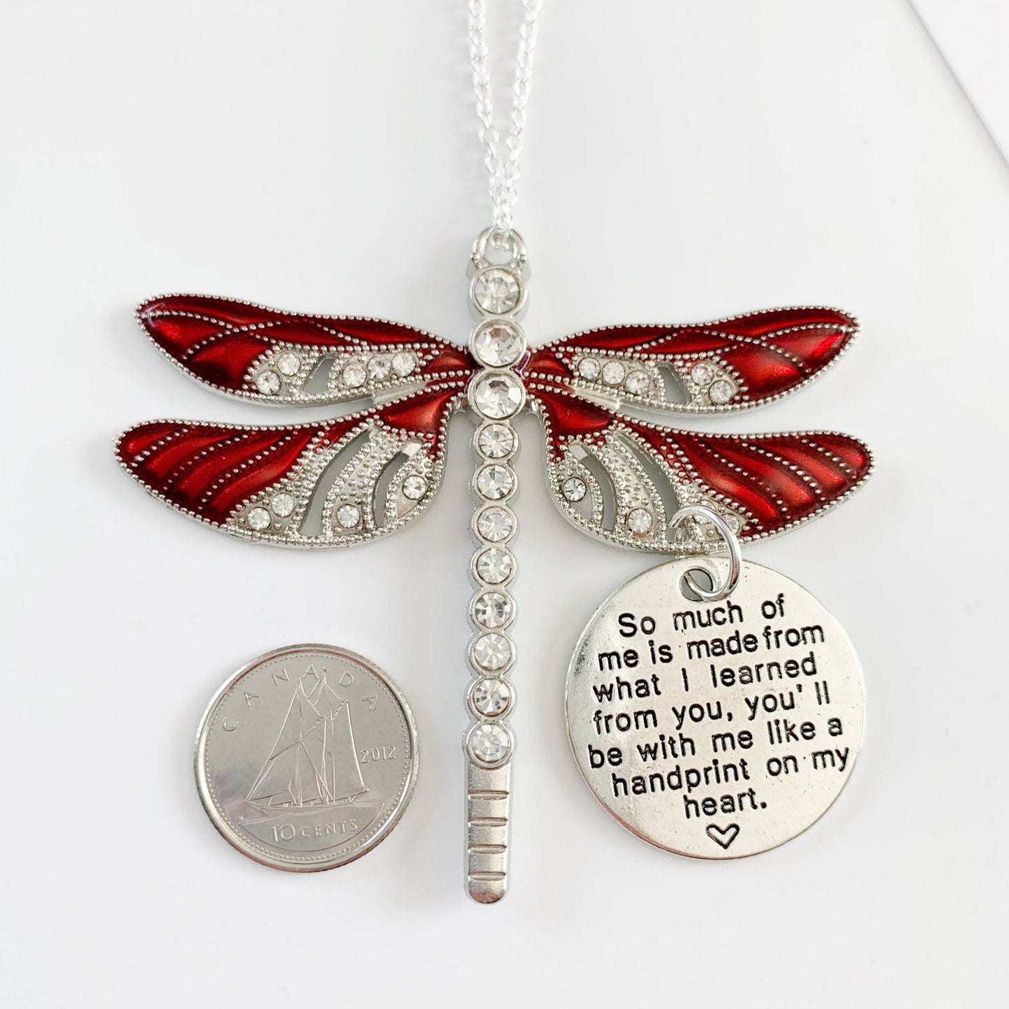 Dragonfly Memorial Ornament - Red Rear View Mirror Accessory