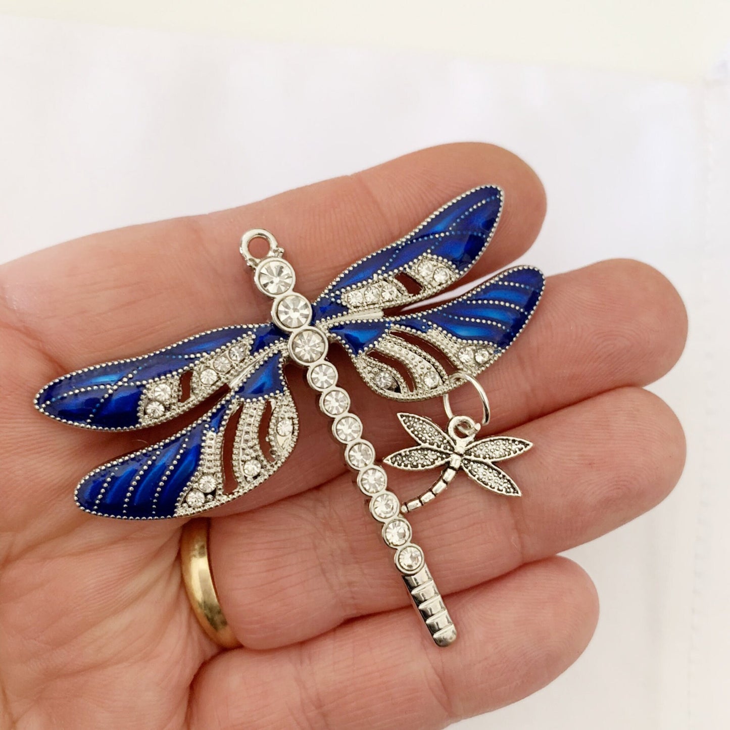 Blue  Dragonfly and Baby Keepsake Pendant, Mama and Baby Mother's Day Gift