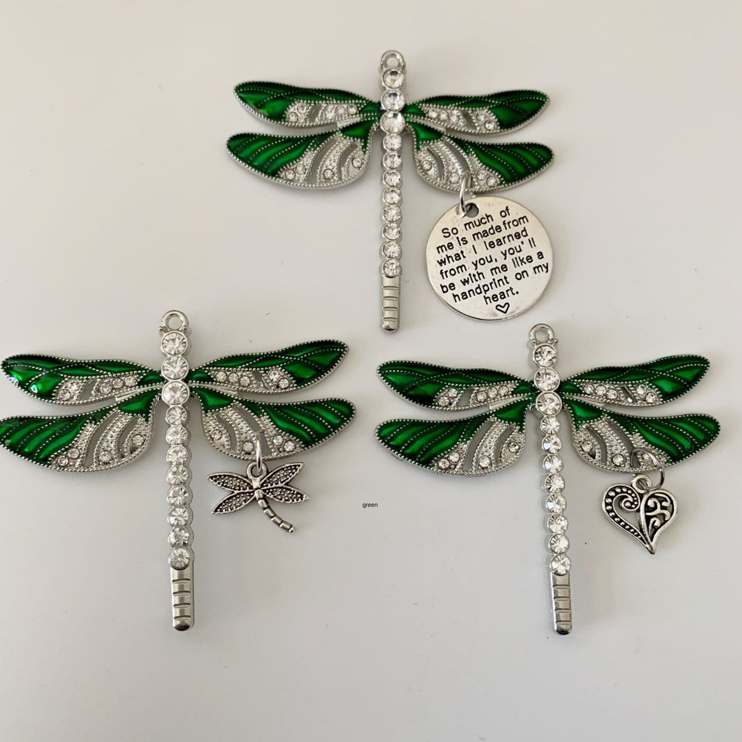 Green Dragonfly Awareness Pendant,  Strong is Beautiful