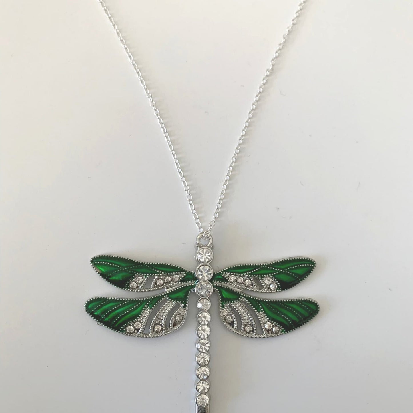 Green Dragonfly Awareness Pendant,  Strong is Beautiful