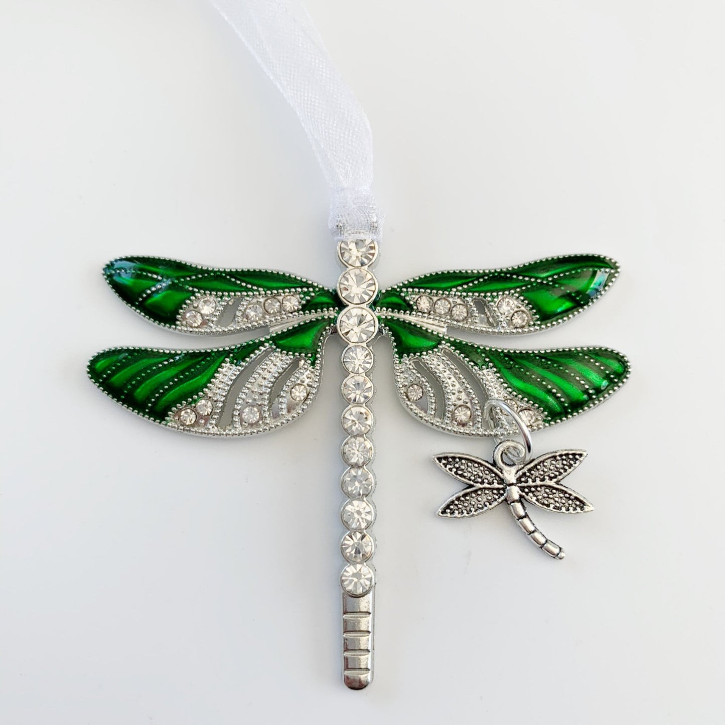 Green Dragonfly Awareness Pendant,  Strong is Beautiful