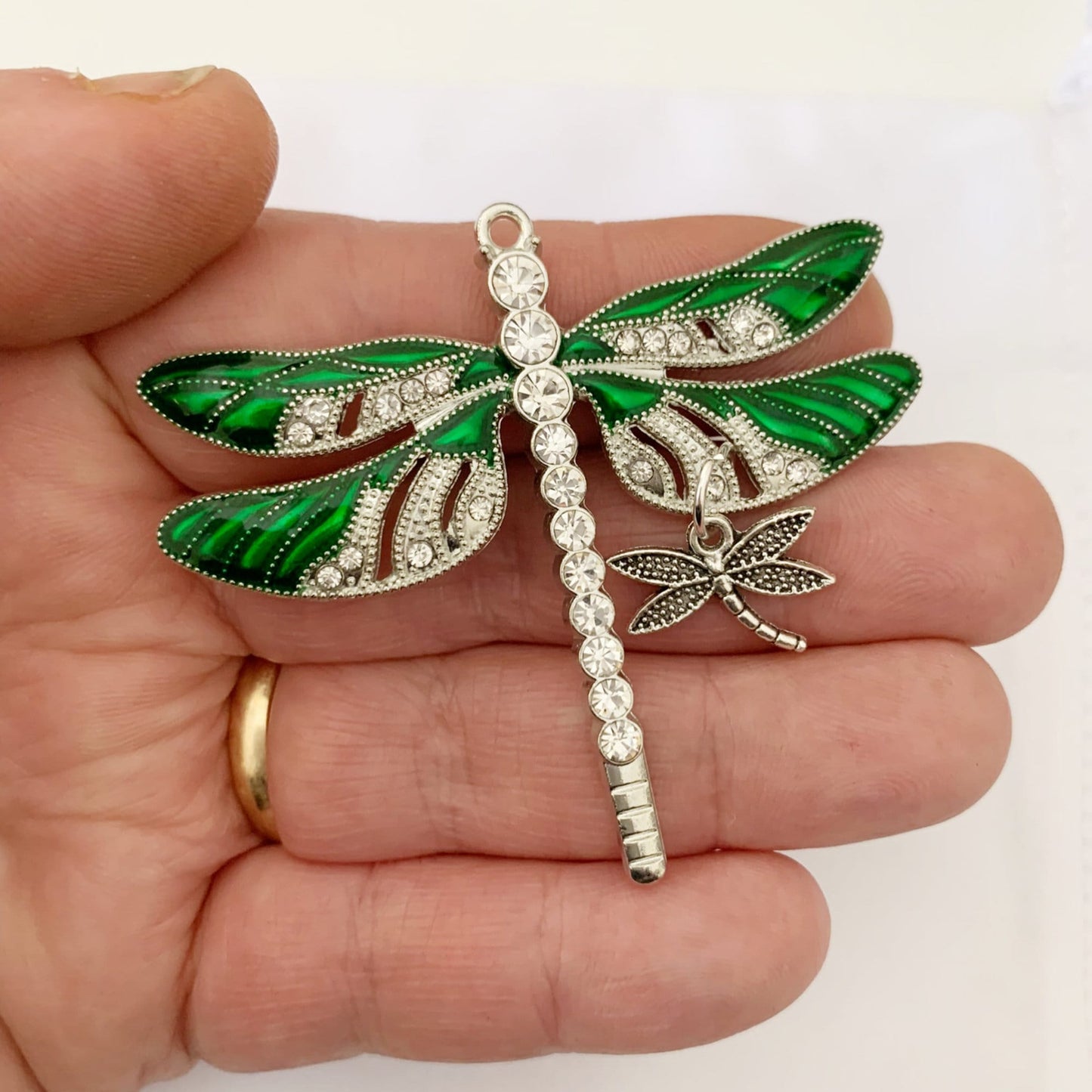 Green Dragonfly and Baby Keepsake Pendant