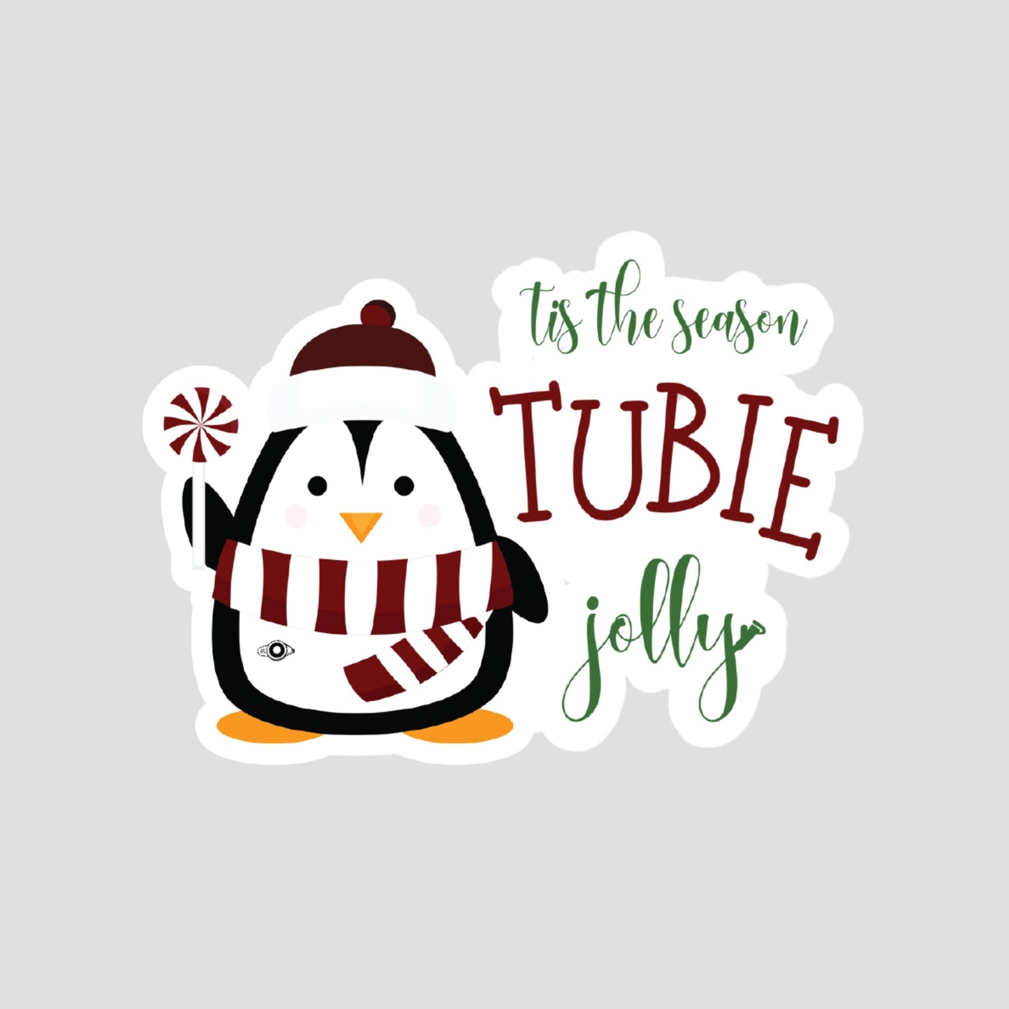 Tis the Season Tubie Jolly Cute Penguin Sticker, G-Tube Sticker, MicKey Button Sticker, Jtube, GJ Tube