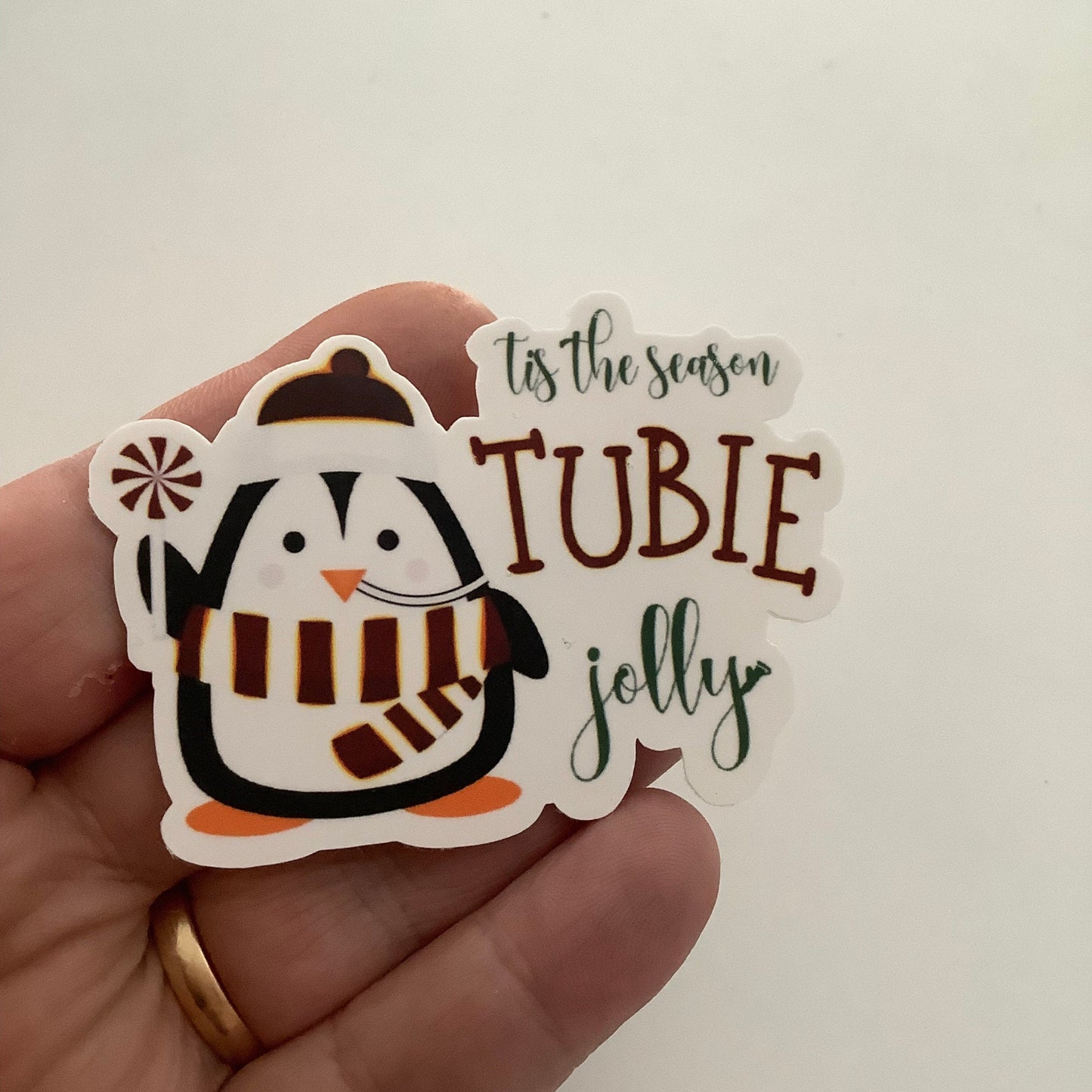 Tis the Season Tubie Jolly Cute Penguin Sticker, NG-Tube Sticker, Feeding Tube Awareness, Tubie Humour