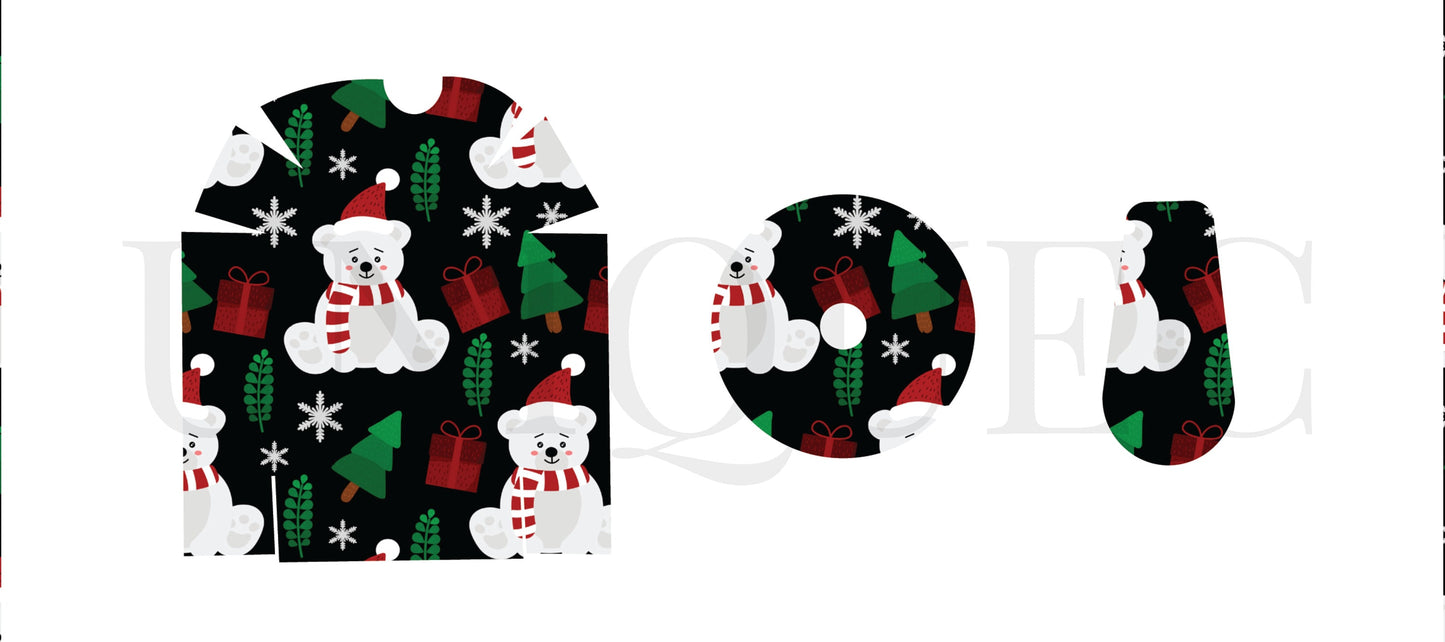 Cute Christmas Bears CGM Sensor Sticker for Freestyle Libre, Dexcom, Omnipod Continuous Glucose Monitor