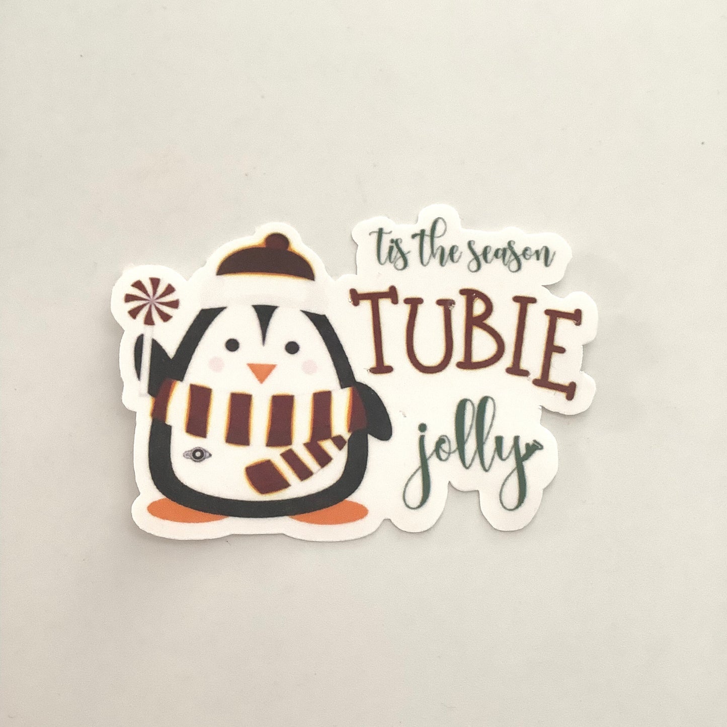 Tis the Season Tubie Jolly Cute Penguin Sticker, G-Tube Sticker, MicKey Button Sticker, Jtube, GJ Tube