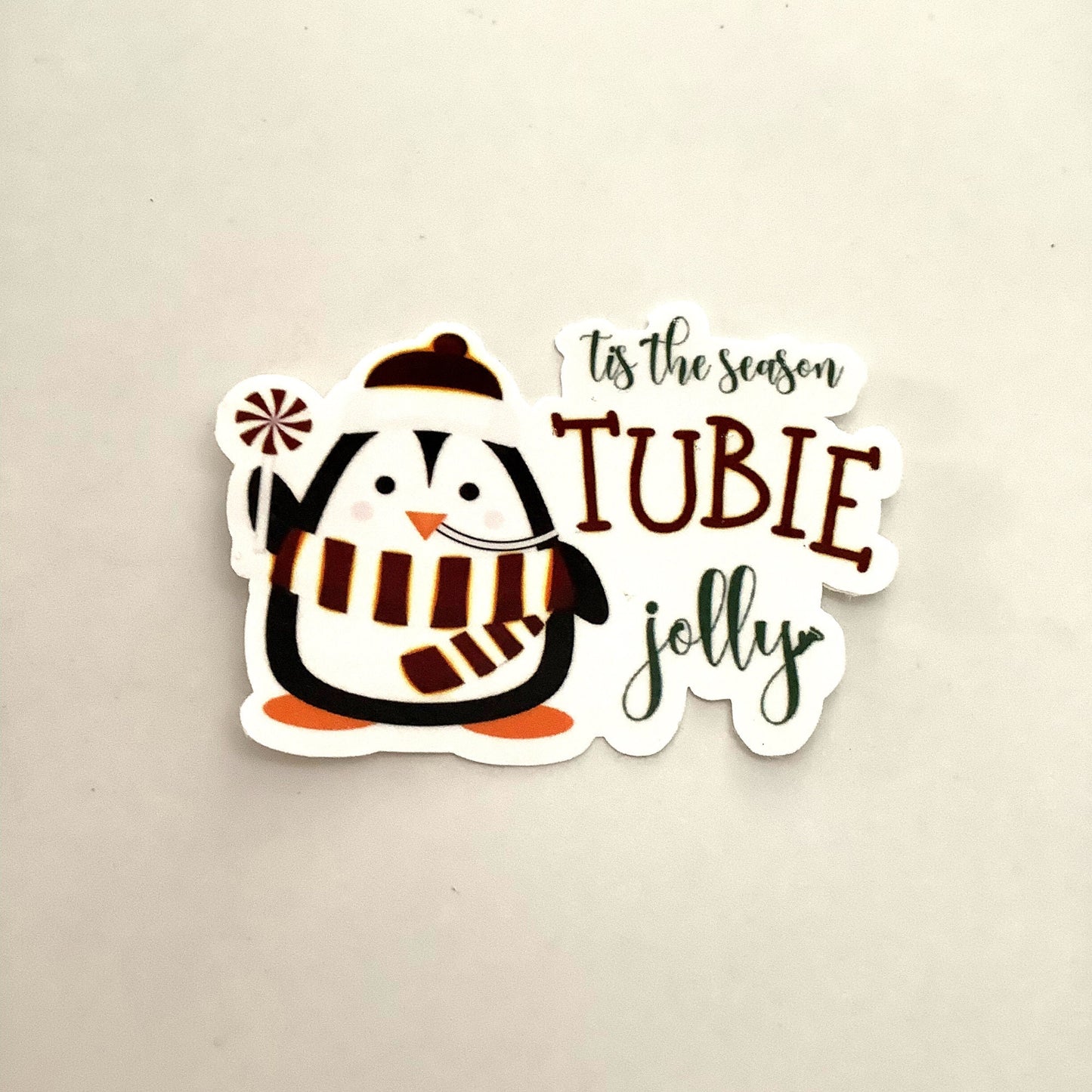 Tis the Season Tubie Jolly Cute Penguin Sticker, NG-Tube Sticker, Feeding Tube Awareness, Tubie Humour