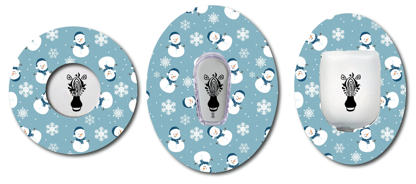 Blue Snowman Patch CGM patch for Freestyle LIbre, Dexcom, Omnipod Continuous Glucose Monitor patches and stickers