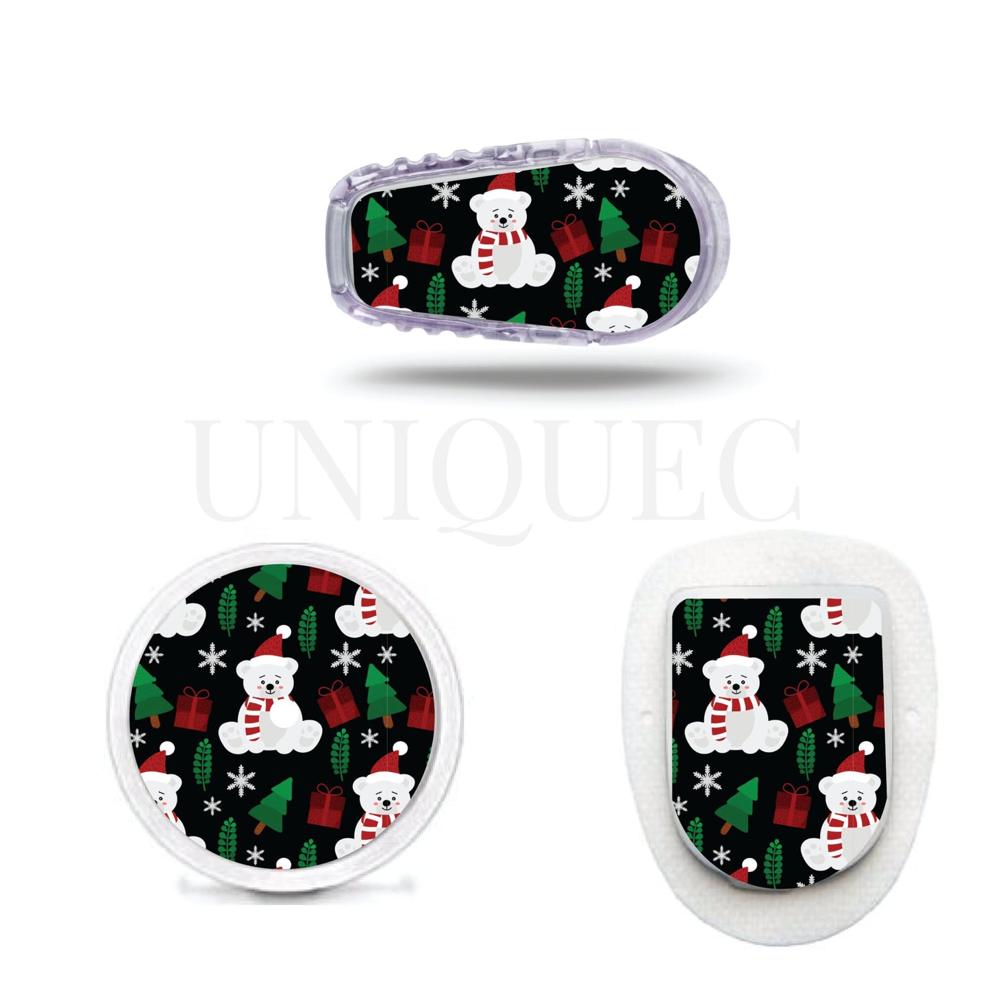 Cute Christmas Bears CGM Sensor Sticker for Freestyle Libre, Dexcom, Omnipod Continuous Glucose Monitor