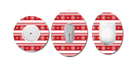 Snowflake Stripes CGM patch for Freestyle LIbre, Dexcom, Omnipod Continuous Glucose Monitor patches and stickers