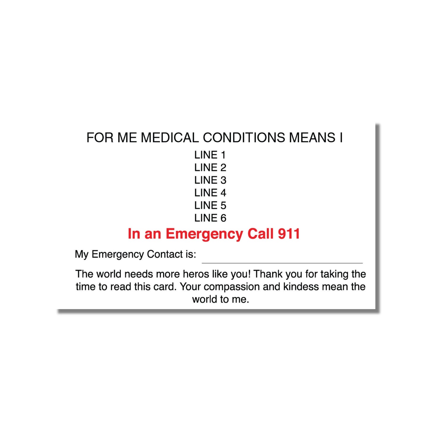 Emergency Medical Card Multiple Sclerosis Medic Alert Card, Rare Disease Awareness