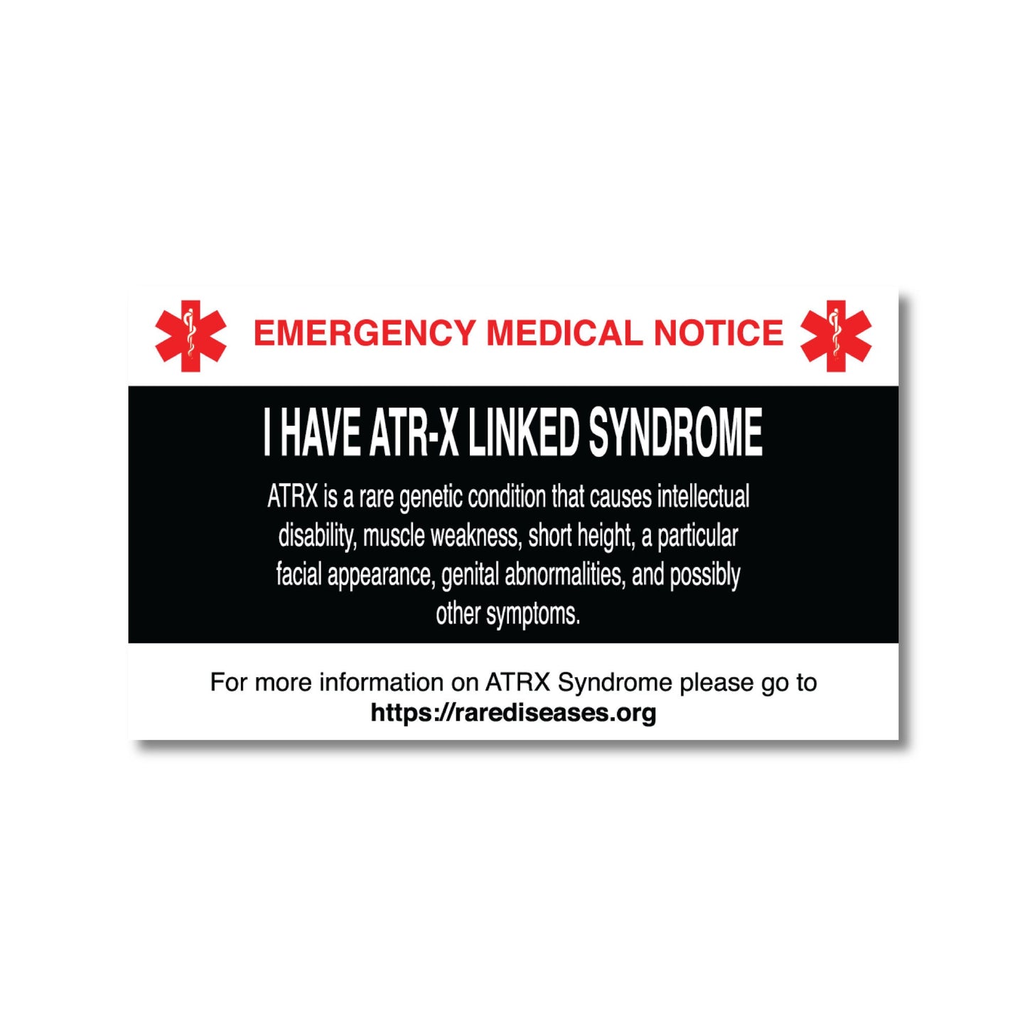 Emergency Medical Card ATRX-Syndrome Medic Alert Card, Rare Disease Awareness