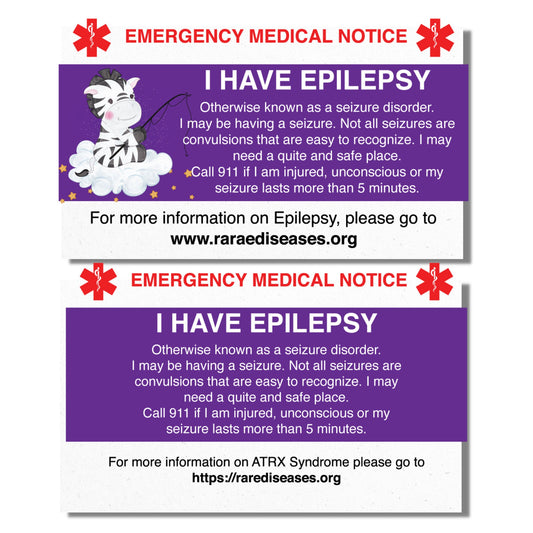 Emergency Medical Card Epilepsy Medic Alert Card, Rare Disease Awareness