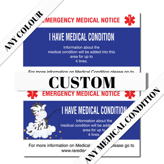 Custom Personalized Emergency Medical Card Medic Alert Card, Rare Disease Awareness