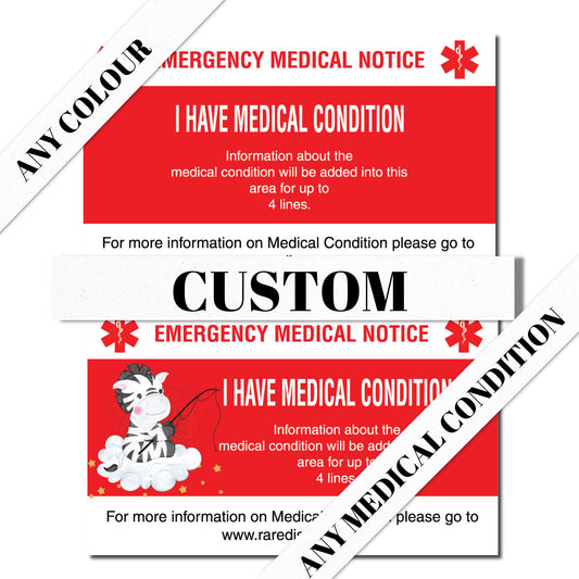 Custom Personalized Emergency Medical Card Medic Alert Card, Rare Disease Awareness