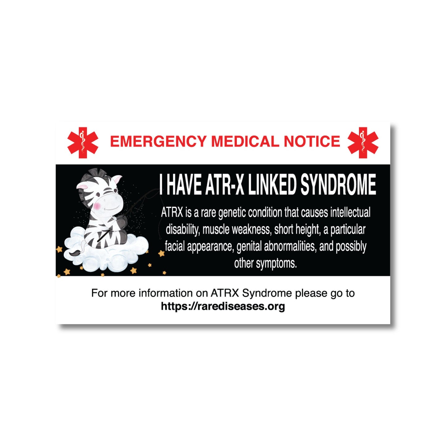 Emergency Medical Card ATRX-Syndrome Medic Alert Card, Rare Disease Awareness