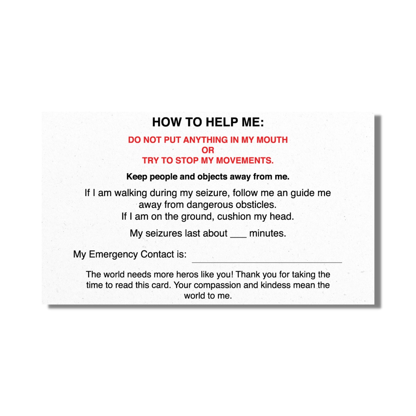 Emergency Medical Card Epilepsy Medic Alert Card, Rare Disease Awareness