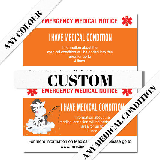 Custom Personalized Emergency Medical Card Medic Alert Card, Rare Disease Awareness