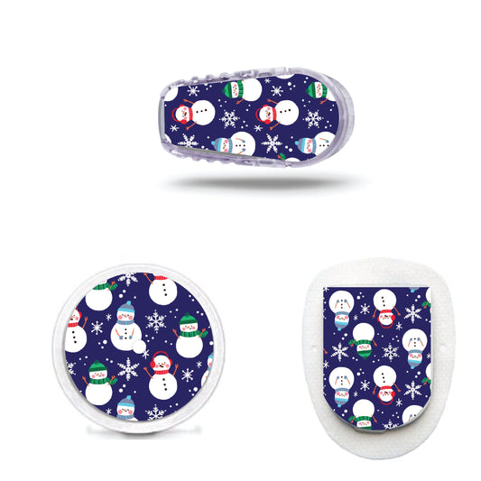 Snowmen Tattoo-Stickers for Freestyle LIbre, Dexcom, Omnipod Continuous Glucose Monitor patches and stickers